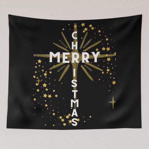 Item preview,  Christmas Cross and Star White Letters on Black designed and sold by Ric1926.