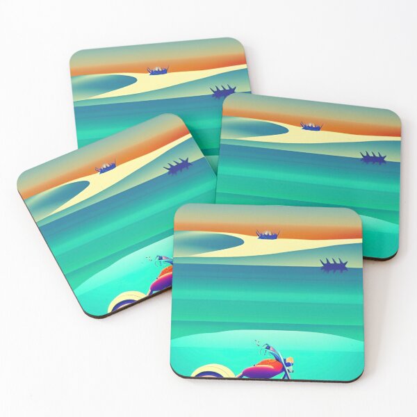 Item preview, TRENDY SURREAL RETRO MOTORCYCLE ON THE BEACH designed and sold by sailorsam1805.