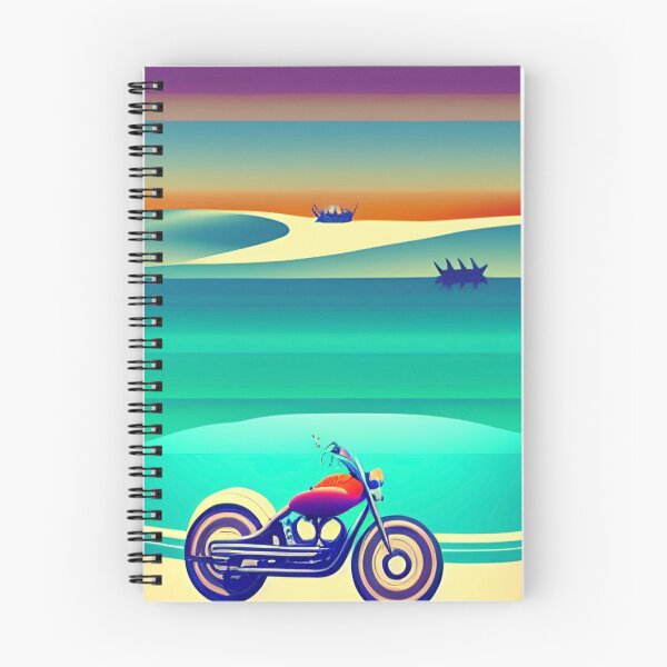 Item preview, TRENDY SURREAL RETRO MOTORCYCLE ON THE BEACH designed and sold by sailorsam1805.