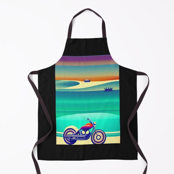 Item preview, TRENDY SURREAL RETRO MOTORCYCLE ON THE BEACH designed and sold by sailorsam1805.