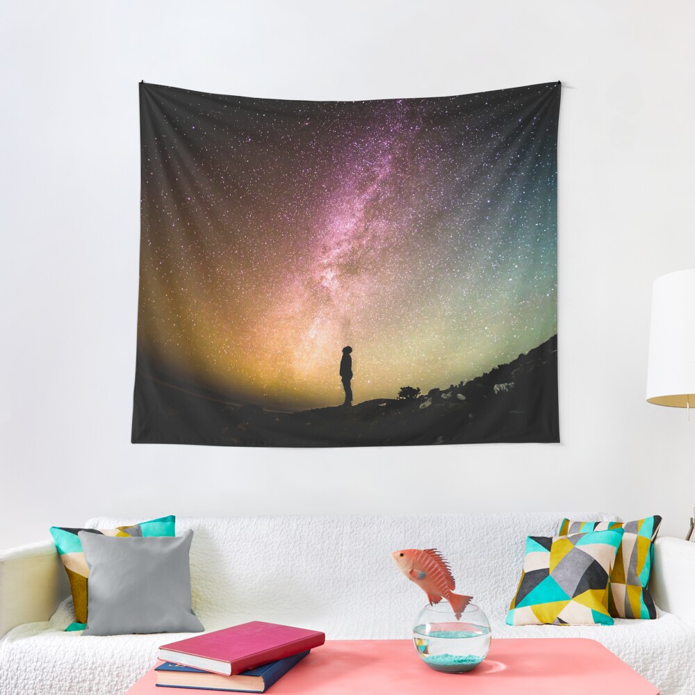 Discover Me against the universe Tapestry