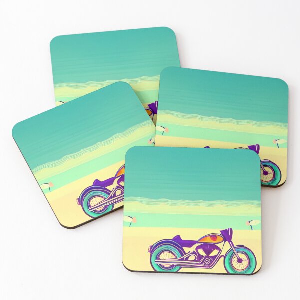 Item preview, COOL TRENDY SURREAL RETRO MOTORCYCLE ON THE BEACH designed and sold by sailorsam1805.