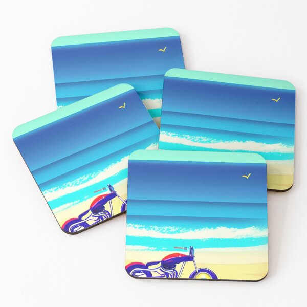 Item preview, TRENDY SURREAL RETRO MOTORCYCLE ON THE BEACH designed and sold by sailorsam1805.