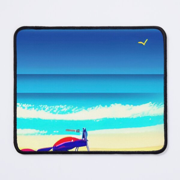 Item preview, TRENDY SURREAL RETRO MOTORCYCLE ON THE BEACH designed and sold by sailorsam1805.