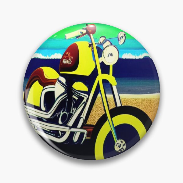 Item preview, YELLOW SURREAL RETRO MOTORCYCLE ON THE BEACH designed and sold by sailorsam1805.