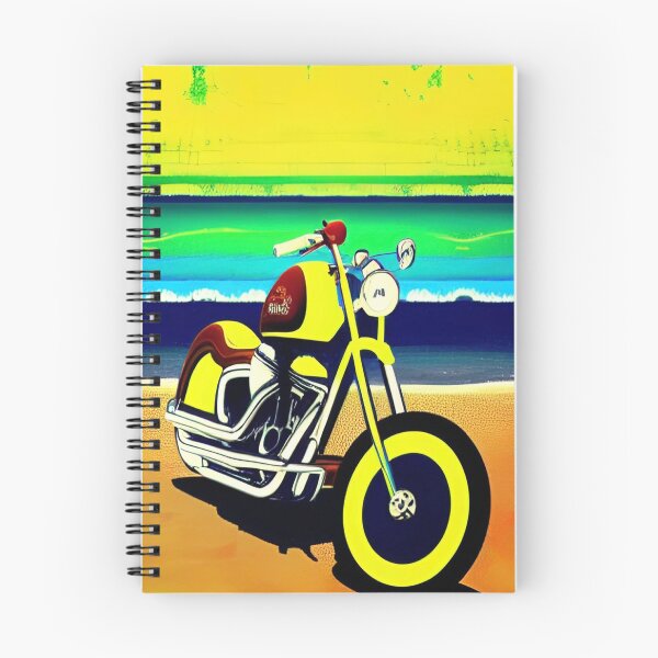 Item preview, YELLOW SURREAL RETRO MOTORCYCLE ON THE BEACH designed and sold by sailorsam1805.