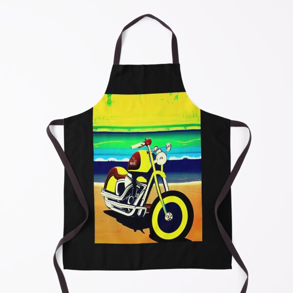 Item preview, YELLOW SURREAL RETRO MOTORCYCLE ON THE BEACH designed and sold by sailorsam1805.