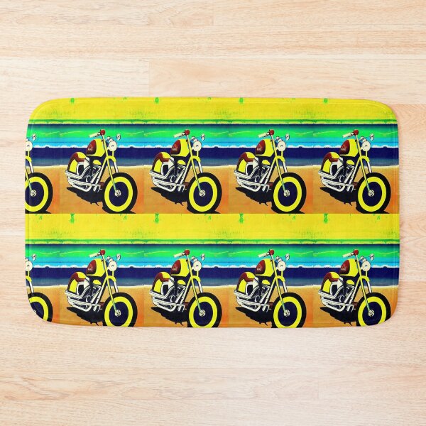 Item preview, YELLOW SURREAL RETRO MOTORCYCLE ON THE BEACH designed and sold by sailorsam1805.
