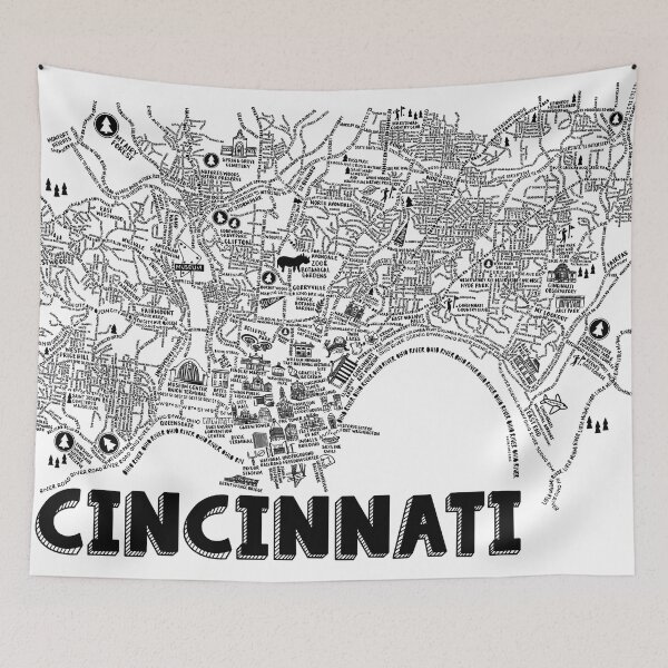 Item preview, Cincinnati Ohio Map Art designed and sold by fiberandgloss.
