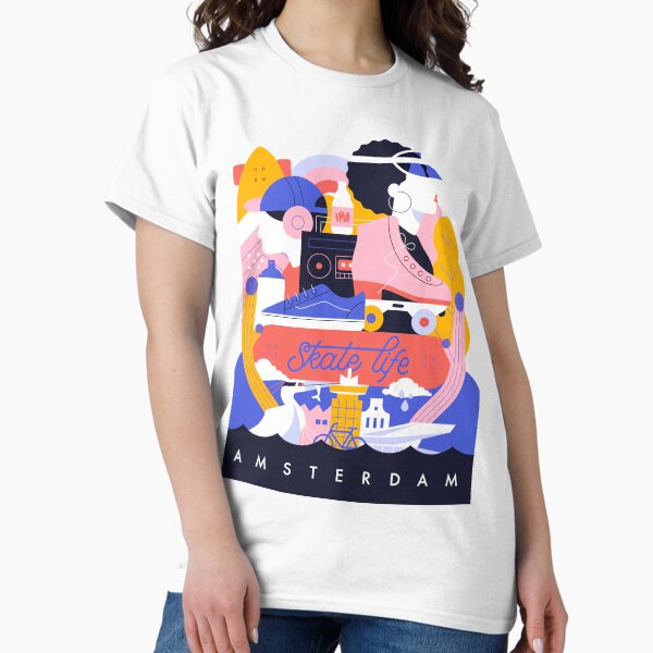 Amsterdam Skate life illustration Classic T-Shirt