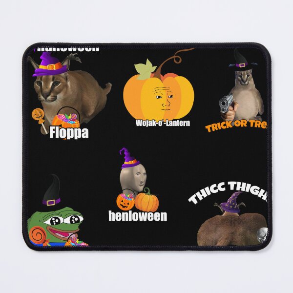 Artikelvorschau, Halloween Meme Sticker Pack Sheet Compilation – Big Floppa, Wojak, Peepo Pepe The Frog, Stonks Halloween Memes Stickerpack entworfen und verkauft von epicmemeshirts1.