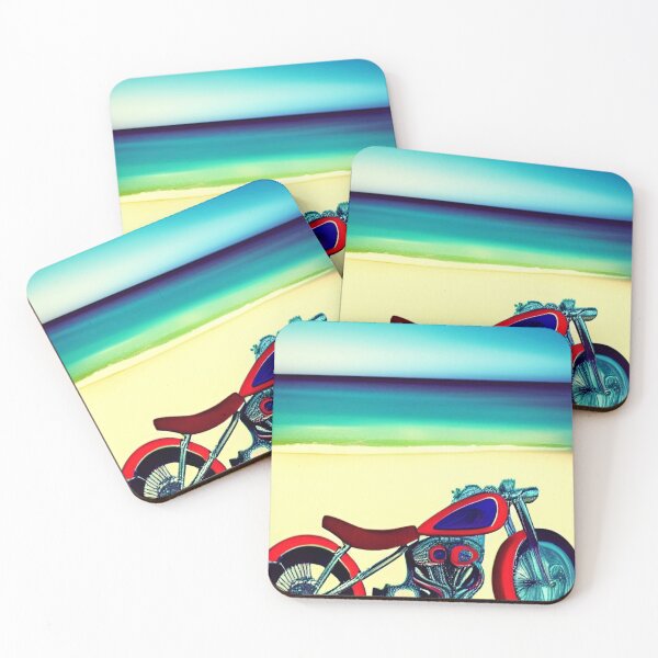 Item preview, COOL RETRO MOTORCYCLE ON THE BEACH designed and sold by sailorsam1805.