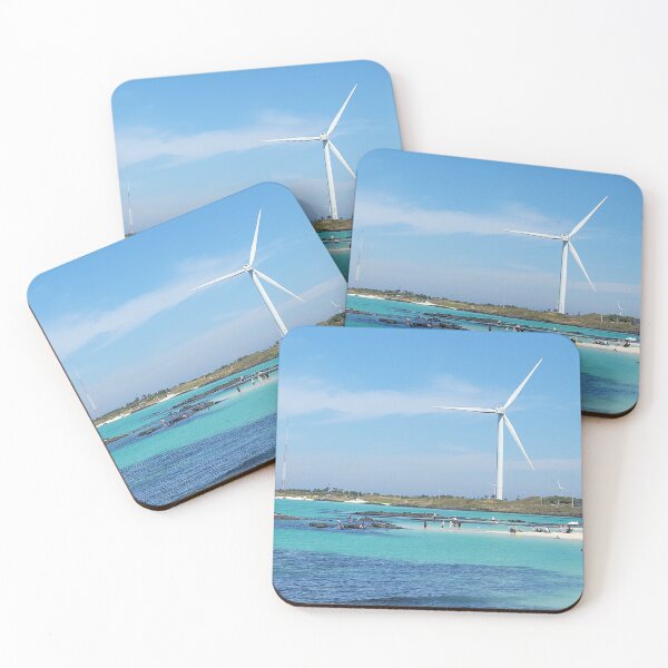 Item preview, Jeju Gimnyeong Sea boasts a harmonious appearance with a windmill in the beautiful emerald-colored sea in the blue sky. designed and sold by human8891.