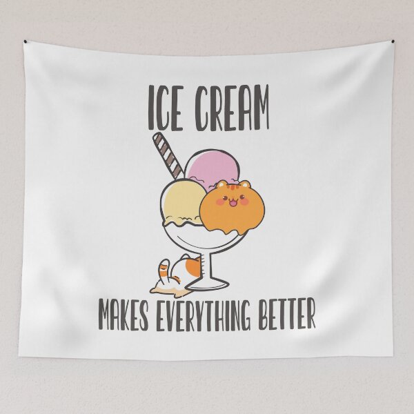 Item preview, Funny Summer Ice Cream Makes Everything Better Smiling Cat Gift designed and sold by TMelonShop.