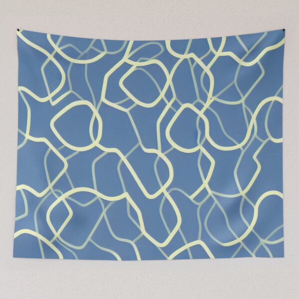 Item preview, Simplistic Pattern With Chaotic Yellow Lines on Blue Background  designed and sold by Evolvity.