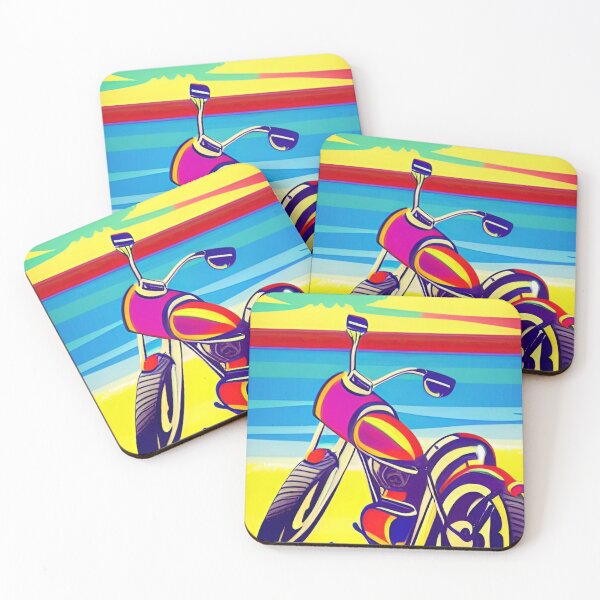 Item preview, CLASSIC COOL RETRO MOTORCYCLE ON THE BEACH designed and sold by sailorsam1805.