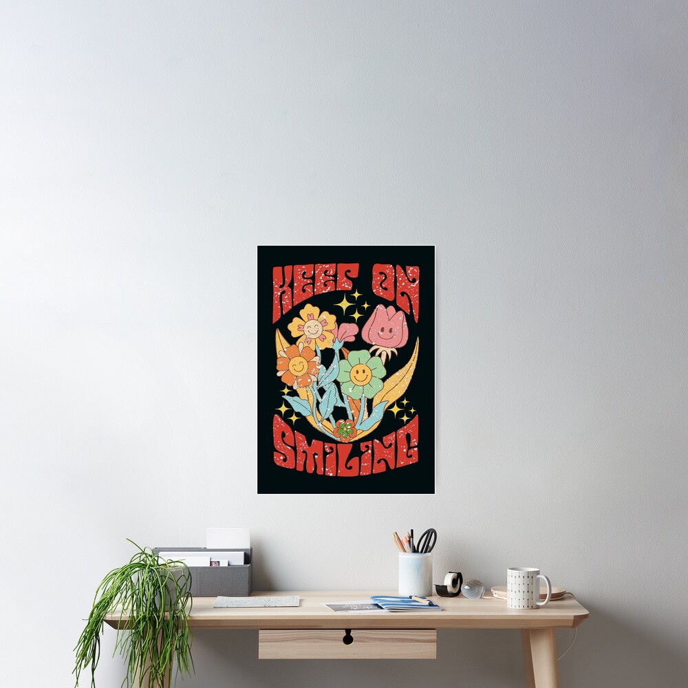 Retro vintage core aesthetic fashion keep on smiling  Poster for Sale by  ArtfulGiftShop