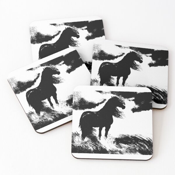 Item preview, Horse Long Hair - Black - Clouds - Grass Transparent designed and sold by Namsus-Printing.
