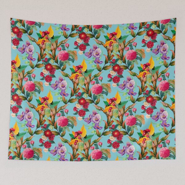 Item preview, Trendy Flowers in a diamond floral pattern, decorative pattern, modern design, flowers repeat pattern, baby blue floral   designed and sold by ZeinabTaha.