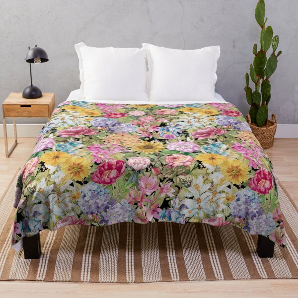 Item preview, Vintage flowers and roses blossoming summer garden, botanical pattern, floral illustration, beige yellow colorful vintage floral designed and sold by ZeinabTaha.