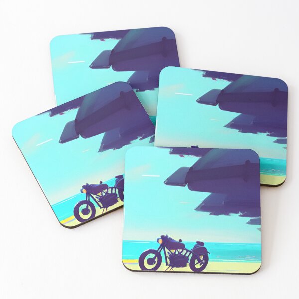 Item preview,  COOL RETRO MOTORCYCLE ON THE BEACH  BLUE TINGED designed and sold by sailorsam1805.