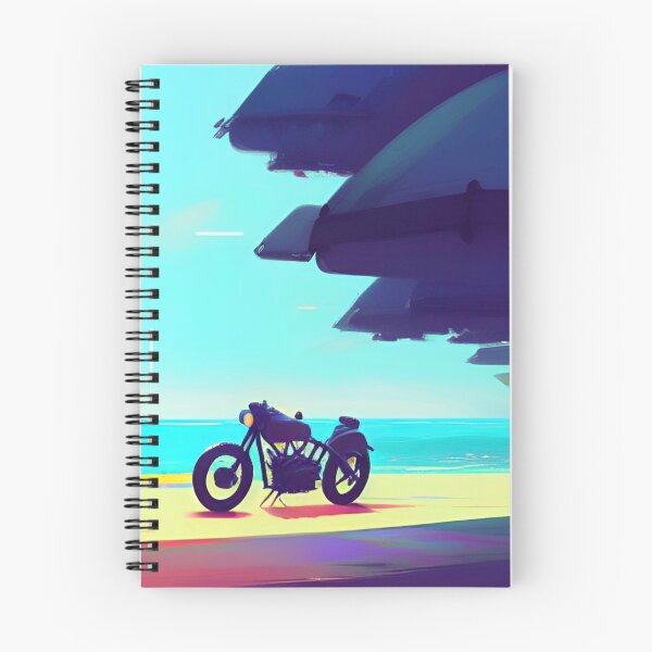 Item preview,  COOL RETRO MOTORCYCLE ON THE BEACH  BLUE TINGED designed and sold by sailorsam1805.