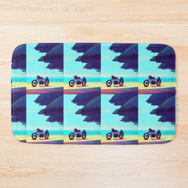 Item preview,  COOL RETRO MOTORCYCLE ON THE BEACH  BLUE TINGED designed and sold by sailorsam1805.