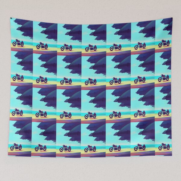 Item preview,  COOL RETRO MOTORCYCLE ON THE BEACH  BLUE TINGED designed and sold by sailorsam1805.