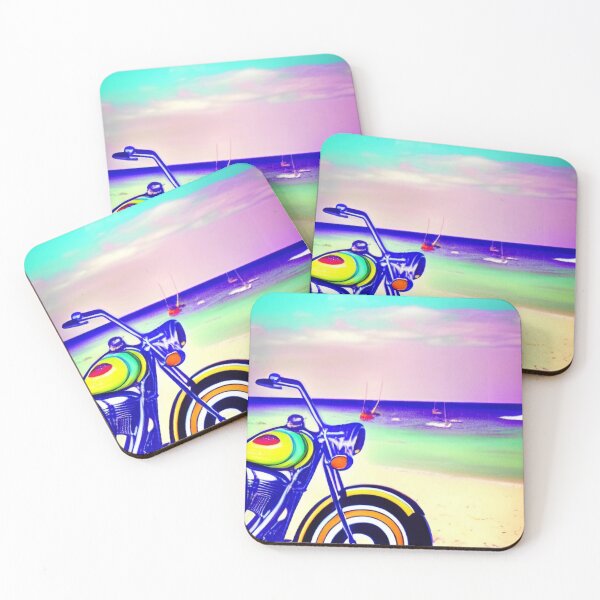Item preview, RETRO MOTORCYCLE ON THE BEACH PINK TINGED designed and sold by sailorsam1805.