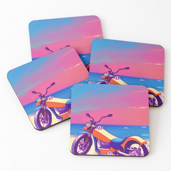 Item preview, COOL RETRO MOTORCYCLE ON THE BEACH RED TINGED designed and sold by sailorsam1805.
