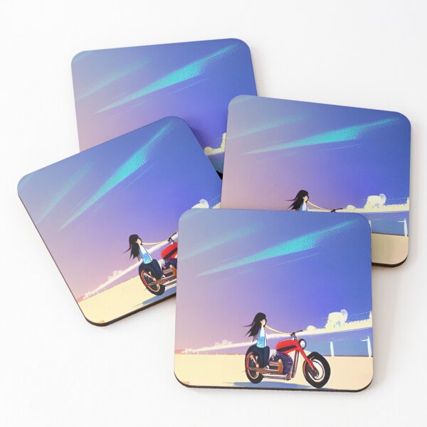 Item preview, JAPANESE GIRL COOL RETRO MOTORCYCLE ON THE BEACH designed and sold by sailorsam1805.