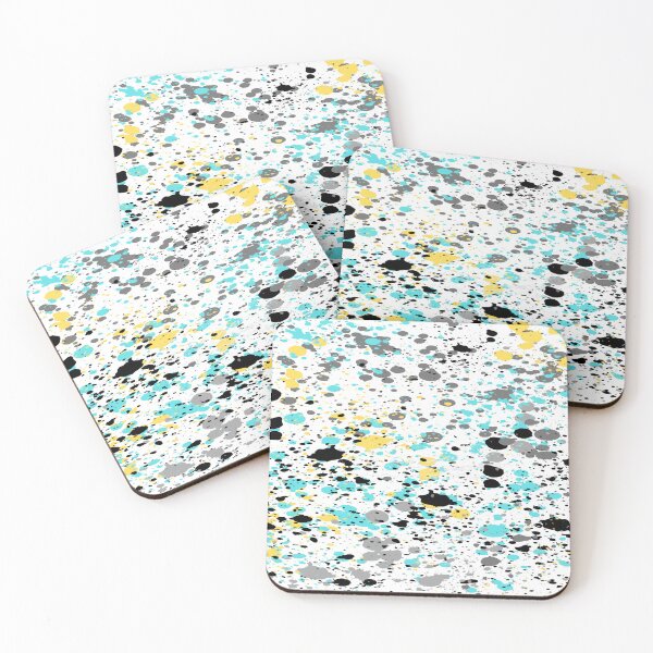 Item preview, Abstract paint splatters with yellow and blue on grey and black designed and sold by calibrit.