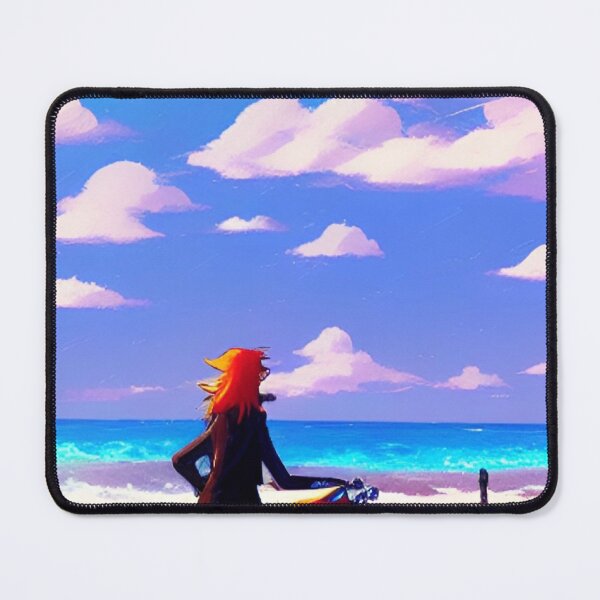 Item preview, COOL RED HEADED GIRL ON BEACH WITH MOTORCYCLE RETRO designed and sold by sailorsam1805.