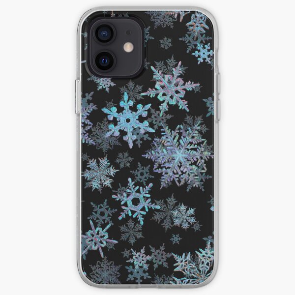 Embroidered Snowflakes on dark iPhone Soft Case