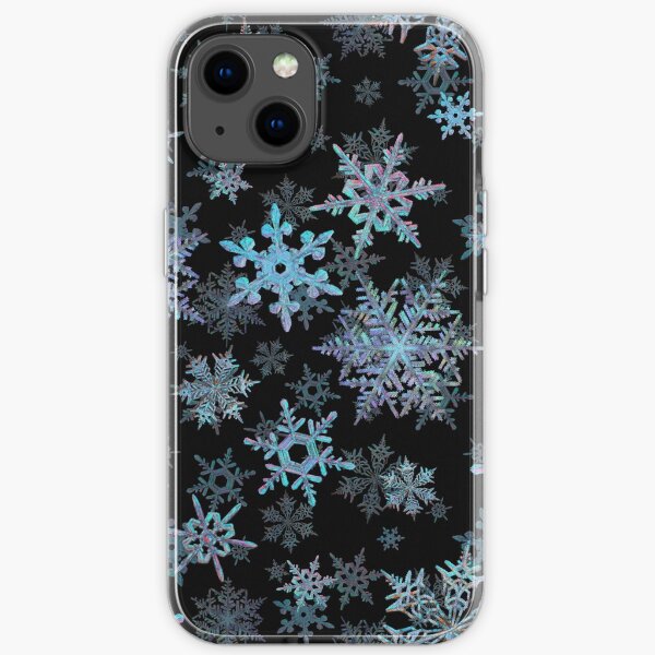 Embroidered Snowflakes on dark iPhone Soft Case