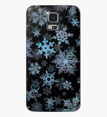 Gestickte Schneeflocken auf dunkel Hülle & Klebefolie für Samsung Galaxy