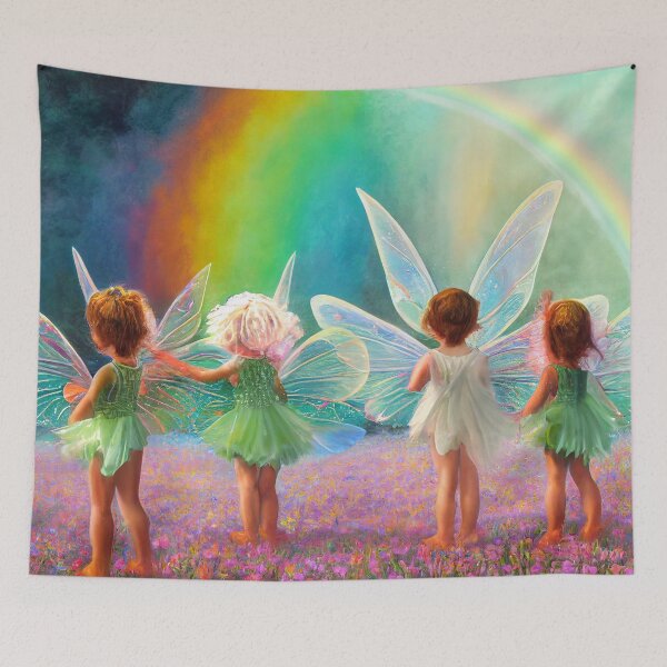 Item preview, Faerie Toddlers Chasing Rainbows designed and sold by fairytailsaiart.