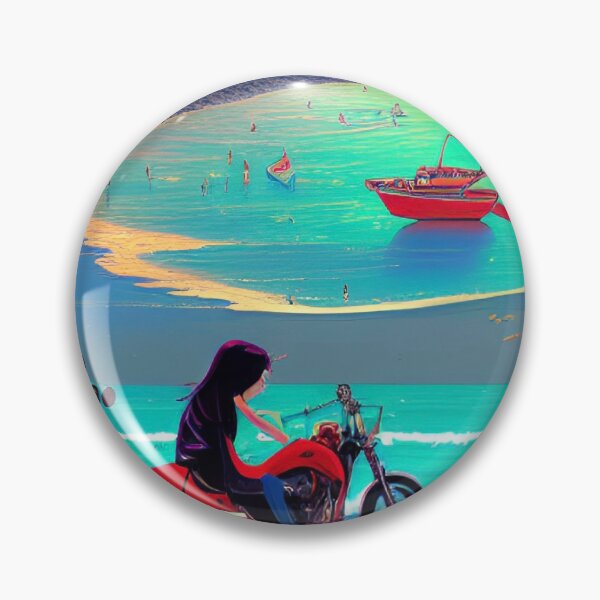 Item preview, COOL GIRL ON BEACH WITH MOTORCYCLE RETRO designed and sold by sailorsam1805.