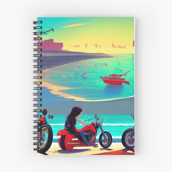 Item preview, COOL GIRL ON BEACH WITH MOTORCYCLE RETRO designed and sold by sailorsam1805.