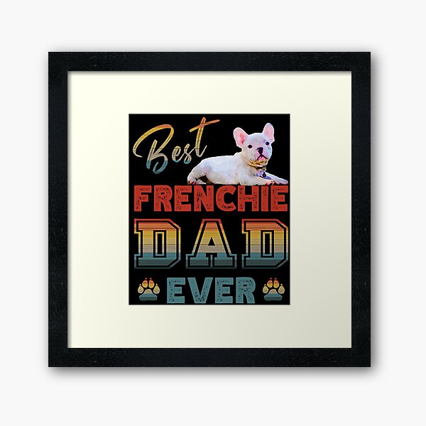 Item preview, Vintage Retro Sunset Best Frenchie Dad Ever Paw Prints of Love  designed and sold by FlutteringWings.