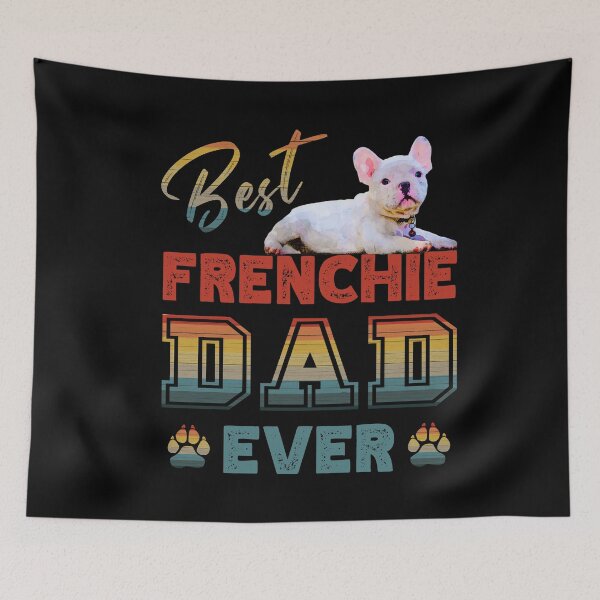 Item preview, Vintage Retro Sunset Best Frenchie Dad Ever Paw Prints of Love  designed and sold by FlutteringWings.