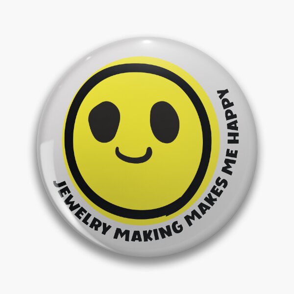 Item preview, Jewelry making makes me happy smile yellow face metalsmith jewelry maker gift designed and sold by MetalicBabe.