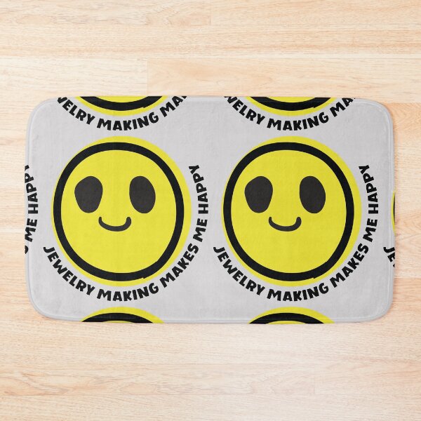 Item preview, Jewelry making makes me happy smile yellow face metalsmith jewelry maker gift designed and sold by MetalicBabe.
