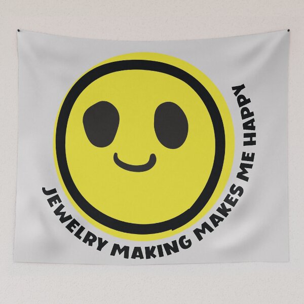 Item preview, Jewelry making makes me happy smile yellow face metalsmith jewelry maker gift designed and sold by MetalicBabe.