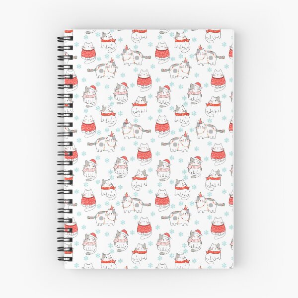 Aperçu de l'œuvre Bas de chat Meowy avec des chapeaux de Père Noël pour un motif de vacances miaou créée et vendue par Yuridika.