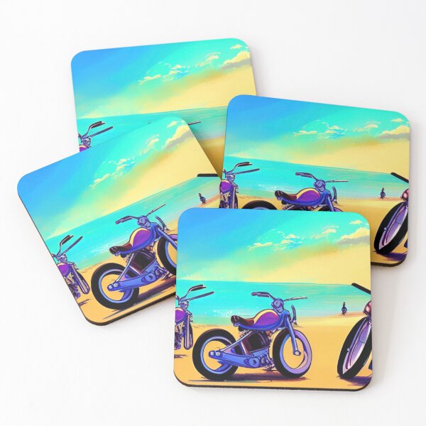Item preview,  COOL PURPLE MOTORCYCLES ON THE BEACH RETRO STYLE designed and sold by sailorsam1805.