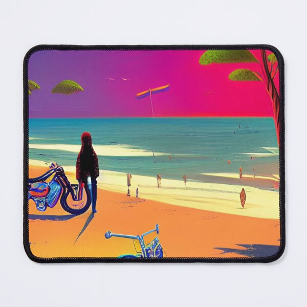 Item preview, COOL RETRO BEACH GIRL WITH MOTORCYCLE designed and sold by sailorsam1805.