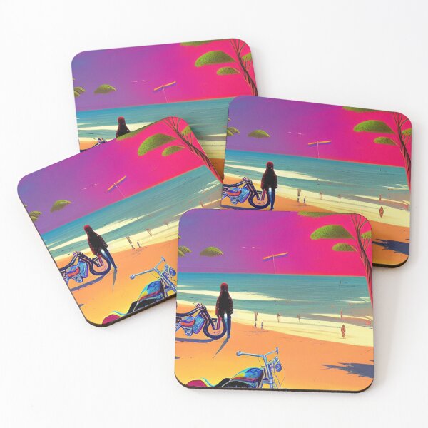 Item preview, COOL RETRO BEACH GIRL WITH MOTORCYCLE designed and sold by sailorsam1805.