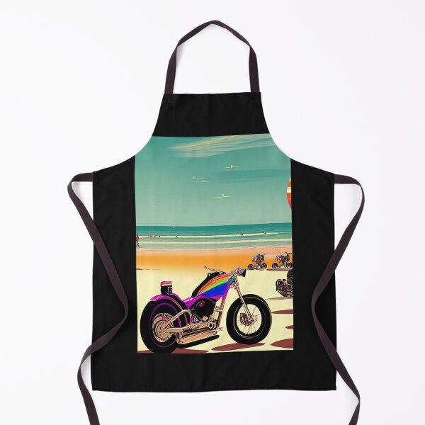 Item preview, RAINBOW RETRO MOTORCYCLE ON THE BEACH designed and sold by sailorsam1805.