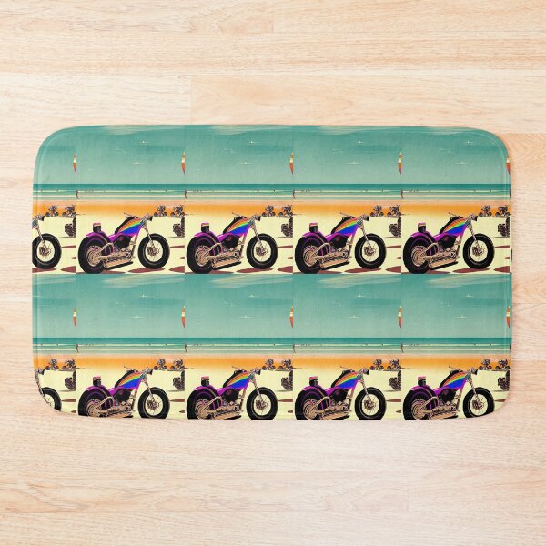 Item preview, RAINBOW RETRO MOTORCYCLE ON THE BEACH designed and sold by sailorsam1805.